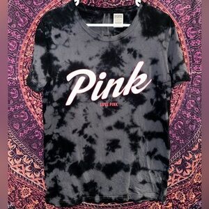 PINK Victoria's Secret Black Tie-Dye Tee with Cutout